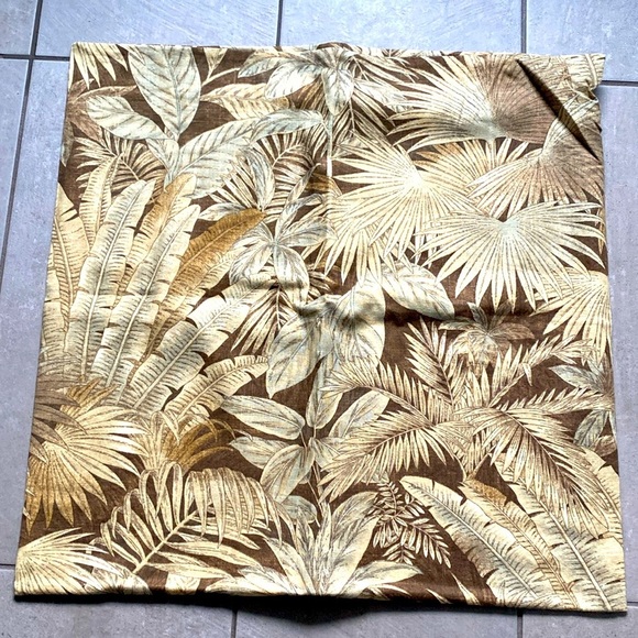 Tommy Bahama Linen Euro Sham Tan cream brown Tropical Palm & Lily 25X26 zip back - Picture 1 of 8